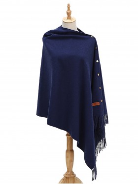 Cashmere Feeling Shawl w/ Openable Button Details